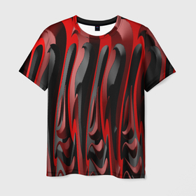 Мужская футболка 3D с принтом Пластик красно черный в Курске, 100% полиэфир | прямой крой, круглый вырез горловины, длина до линии бедер | 