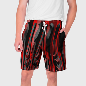 Мужские шорты 3D с принтом Пластик красно черный в Кировске,  полиэстер 100% | прямой крой, два кармана без застежек по бокам. Мягкая трикотажная резинка на поясе, внутри которой широкие завязки. Длина чуть выше колен | 