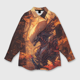 Мужская рубашка oversize 3D с принтом Ксеноморф в осеннем лесу в Курске,  |  | 