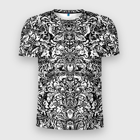 Мужская футболка 3D Slim с принтом Abstract tattoo   irezumi в Кировске, 100% полиэстер с улучшенными характеристиками | приталенный силуэт, круглая горловина, широкие плечи, сужается к линии бедра | 
