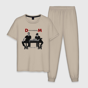 Мужская пижама хлопок с принтом Depeche Mode 2023 Memento Mori   Dave  Martin 02 в Новосибирске, 100% хлопок | брюки и футболка прямого кроя, без карманов, на брюках мягкая резинка на поясе и по низу штанин
 | 
