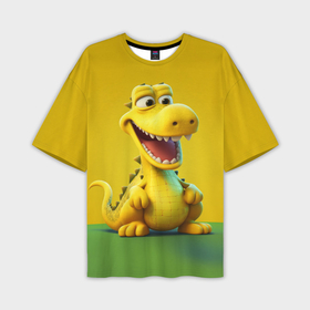 Мужская футболка oversize 3D с принтом Жёлтый крокодил в Белгороде,  |  | Тематика изображения на принте: 