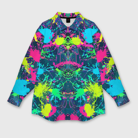 Женская рубашка oversize 3D с принтом Colorful blots   expressionism   vogue в Новосибирске,  |  | 