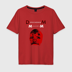 Мужская футболка хлопок Oversize с принтом Depeche Mode 2023 Memento Mori   Red Skull 01 в Белгороде, 100% хлопок | свободный крой, круглый ворот, “спинка” длиннее передней части | Тематика изображения на принте: 