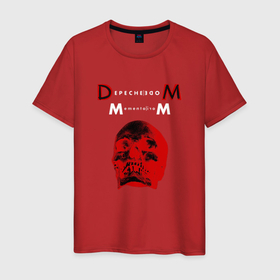 Мужская футболка хлопок с принтом Depeche Mode 2023 Memento Mori   Red Skull 01 в Белгороде, 100% хлопок | прямой крой, круглый вырез горловины, длина до линии бедер, слегка спущенное плечо. | Тематика изображения на принте: 