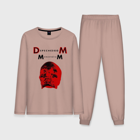 Мужская пижама с лонгсливом хлопок с принтом Depeche Mode 2023 Memento Mori   Red Skull 01 в Курске,  |  | Тематика изображения на принте: 