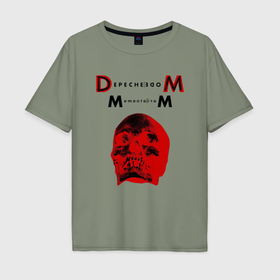 Мужская футболка хлопок Oversize с принтом Depeche Mode 2023 Memento Mori   Red Skull 01 , 100% хлопок | свободный крой, круглый ворот, “спинка” длиннее передней части | 