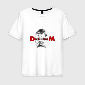 Мужская футболка хлопок Oversize с принтом Depeche Mode   Memento Mori   Skull в Санкт-Петербурге, 100% хлопок | свободный крой, круглый ворот, “спинка” длиннее передней части | 