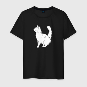 Светящаяся мужская футболка с принтом Милый пушистый котейка в Новосибирске,  |  | Тематика изображения на принте: 