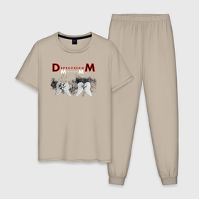 Мужская пижама хлопок с принтом Depeche Mode 2023 Memento Mori   Angels 07 , 100% хлопок | брюки и футболка прямого кроя, без карманов, на брюках мягкая резинка на поясе и по низу штанин
 | 