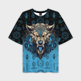 Мужская футболка oversize 3D с принтом Скандинавский волк Фенрир в Белгороде,  |  | Тематика изображения на принте: 