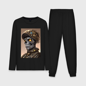 Мужская пижама с лонгсливом хлопок с принтом Cool skull   steampunk   neural network в Петрозаводске,  |  | 