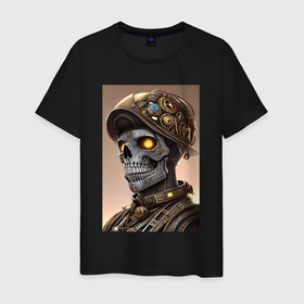 Мужская футболка хлопок с принтом Cool skull   steampunk   neural network , 100% хлопок | прямой крой, круглый вырез горловины, длина до линии бедер, слегка спущенное плечо. | 