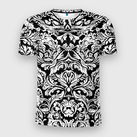 Мужская футболка 3D Slim с принтом Floral pattern   irezumi   neural network в Новосибирске, 100% полиэстер с улучшенными характеристиками | приталенный силуэт, круглая горловина, широкие плечи, сужается к линии бедра | Тематика изображения на принте: 