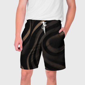 Мужские шорты 3D с принтом Черный абстрактный узор в Санкт-Петербурге,  полиэстер 100% | прямой крой, два кармана без застежек по бокам. Мягкая трикотажная резинка на поясе, внутри которой широкие завязки. Длина чуть выше колен | 