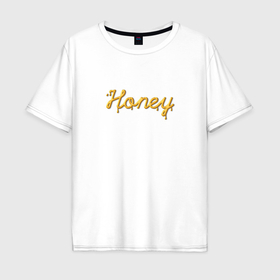 Мужская футболка хлопок Oversize с принтом Медовый шрифт Honey , 100% хлопок | свободный крой, круглый ворот, “спинка” длиннее передней части | 