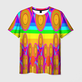 Мужская футболка 3D с принтом Хохлома вариант 2 в Петрозаводске, 100% полиэфир | прямой крой, круглый вырез горловины, длина до линии бедер | Тематика изображения на принте: 
