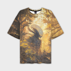 Мужская футболка oversize 3D с принтом Ксеноморф в утреннем лесу в Петрозаводске,  |  | 