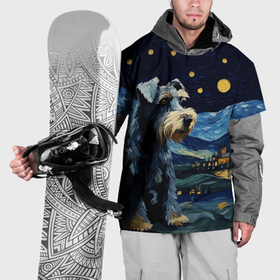 Накидка на куртку 3D с принтом Шнауцер в стиле Ван Гога , 100% полиэстер |  | 