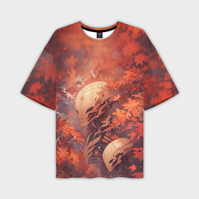 Мужская футболка oversize 3D с принтом Ксеноморф в осенней листве в Петрозаводске,  |  | 