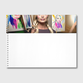 Альбом для рисования с принтом Барби художница в Кировске, 100% бумага
 | матовая бумага, плотность 200 мг. | Тематика изображения на принте: 