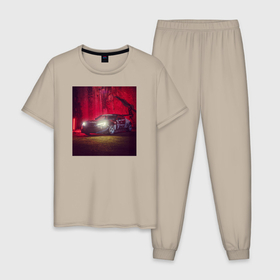 Мужская пижама хлопок с принтом Гоночная машина в Санкт-Петербурге, 100% хлопок | брюки и футболка прямого кроя, без карманов, на брюках мягкая резинка на поясе и по низу штанин
 | 