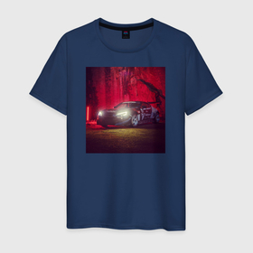 Мужская футболка хлопок с принтом Гоночная машина в Кировске, 100% хлопок | прямой крой, круглый вырез горловины, длина до линии бедер, слегка спущенное плечо. | 