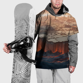 Накидка на куртку 3D с принтом Разлом земли и лавовой поверхности в Екатеринбурге, 100% полиэстер |  | 