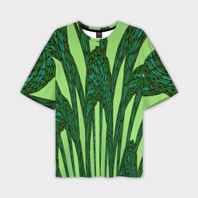 Мужская футболка oversize 3D с принтом Зеленый растительный мотив в Белгороде,  |  | 