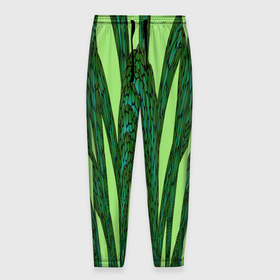 Мужские брюки 3D с принтом Зеленый растительный мотив , 100% полиэстер | манжеты по низу, эластичный пояс регулируется шнурком, по бокам два кармана без застежек, внутренняя часть кармана из мелкой сетки | 