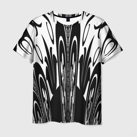 Мужская футболка 3D с принтом Черные завихрения в Петрозаводске, 100% полиэфир | прямой крой, круглый вырез горловины, длина до линии бедер | 