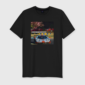 Мужская футболка хлопок Slim с принтом Frank Ocean   McLaren F1 GTR Longtail в Тюмени, 92% хлопок, 8% лайкра | приталенный силуэт, круглый вырез ворота, длина до линии бедра, короткий рукав | 