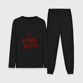 Мужская пижама с лонгсливом хлопок с принтом I Wanna Rock   Я хочу зажигать в Санкт-Петербурге,  |  | Тематика изображения на принте: 