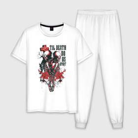 Мужская пижама хлопок с принтом Скелетные близнецы в Белгороде, 100% хлопок | брюки и футболка прямого кроя, без карманов, на брюках мягкая резинка на поясе и по низу штанин
 | 