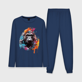 Мужская пижама с лонгсливом хлопок с принтом Граффити с гориллой в Екатеринбурге,  |  | 