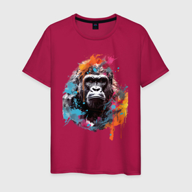 Мужская футболка хлопок с принтом Граффити с гориллой в Кировске, 100% хлопок | прямой крой, круглый вырез горловины, длина до линии бедер, слегка спущенное плечо. | Тематика изображения на принте: 