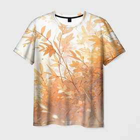 Мужская футболка 3D с принтом Осенняя природа в Курске, 100% полиэфир | прямой крой, круглый вырез горловины, длина до линии бедер | 