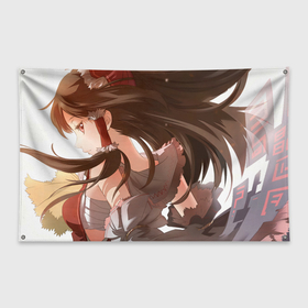 Флаг-баннер с принтом Touhou Project Рейму Hakurei , 100% полиэстер | размер 67 х 109 см, плотность ткани — 95 г/м2; по краям флага есть четыре люверса для крепления | 