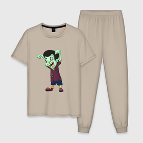 Мужская пижама хлопок с принтом Zombik в Петрозаводске, 100% хлопок | брюки и футболка прямого кроя, без карманов, на брюках мягкая резинка на поясе и по низу штанин
 | Тематика изображения на принте: 