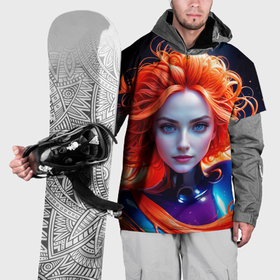 Накидка на куртку 3D с принтом Девушка с рыжими волосами в перламутровой краске , 100% полиэстер |  | 