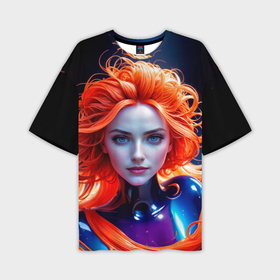 Мужская футболка oversize 3D с принтом Девушка с рыжими волосами в перламутровой краске в Санкт-Петербурге,  |  | 