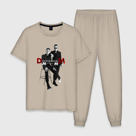 Мужская пижама хлопок с принтом Depeche Mode   Memento Mori Two of Us в Новосибирске, 100% хлопок | брюки и футболка прямого кроя, без карманов, на брюках мягкая резинка на поясе и по низу штанин
 | 