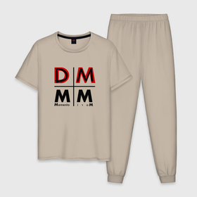 Мужская пижама хлопок с принтом Depeche Mode   Memento Mori Logo DM в Санкт-Петербурге, 100% хлопок | брюки и футболка прямого кроя, без карманов, на брюках мягкая резинка на поясе и по низу штанин
 | 