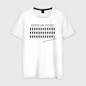 Мужская футболка хлопок с принтом Depeche Mode   Get The Balance Right Single в Новосибирске, 100% хлопок | прямой крой, круглый вырез горловины, длина до линии бедер, слегка спущенное плечо. | 