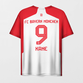 Мужская футболка 3D с принтом Харри Кейн Бавария Мюнхен форма 23 24 домашняя , 100% полиэфир | прямой крой, круглый вырез горловины, длина до линии бедер | 
