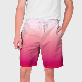 Мужские шорты 3D с принтом Оттенки розового градиент ,  полиэстер 100% | прямой крой, два кармана без застежек по бокам. Мягкая трикотажная резинка на поясе, внутри которой широкие завязки. Длина чуть выше колен | Тематика изображения на принте: 