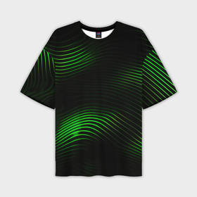 Мужская футболка oversize 3D Зеленые тонкие линии: в Ухте, | |