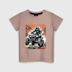 Детская футболка хлопок с принтом Гонщик на квадрике в Курске, 100% хлопок | круглый вырез горловины, полуприлегающий силуэт, длина до линии бедер | 