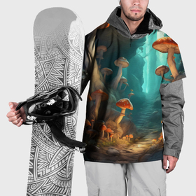 Накидка на куртку 3D с принтом Фэнтези пещера с мухоморами в Курске, 100% полиэстер |  | Тематика изображения на принте: 