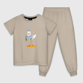 Детская пижама хлопок с принтом Чайка иллюстрация в Кировске, 100% хлопок |  брюки и футболка прямого кроя, без карманов, на брюках мягкая резинка на поясе и по низу штанин
 | Тематика изображения на принте: 